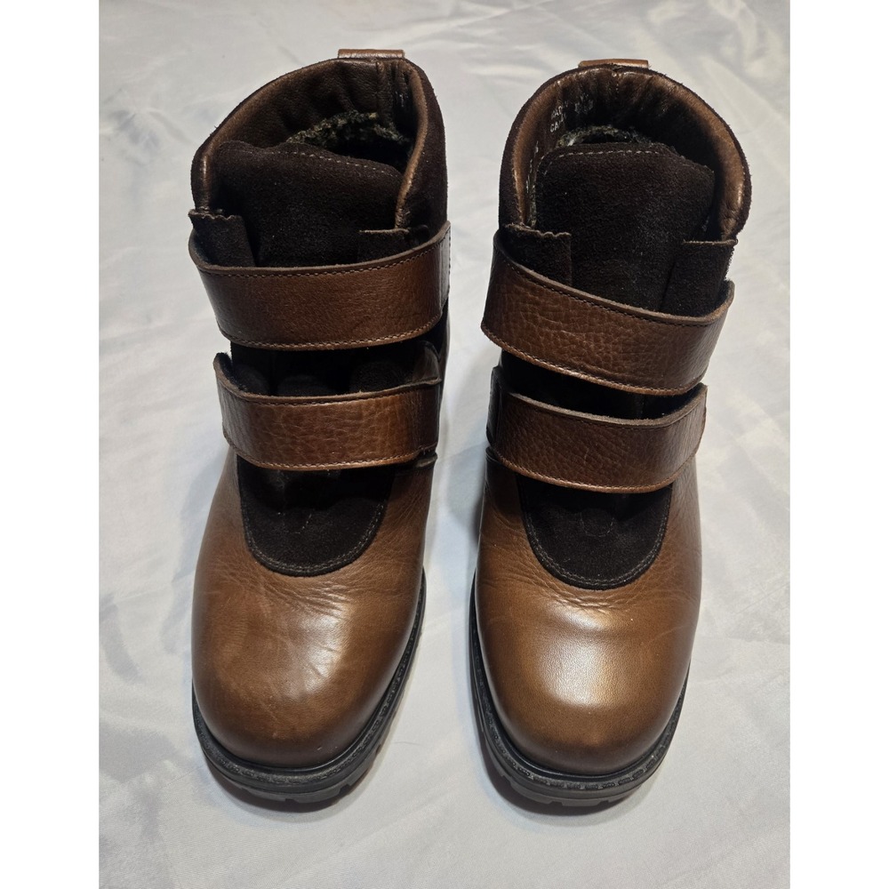 LL Bean Womens Leather Hiking Boots Size 9X Brown Lined Hook Loop Closure - Picture 2 of 9